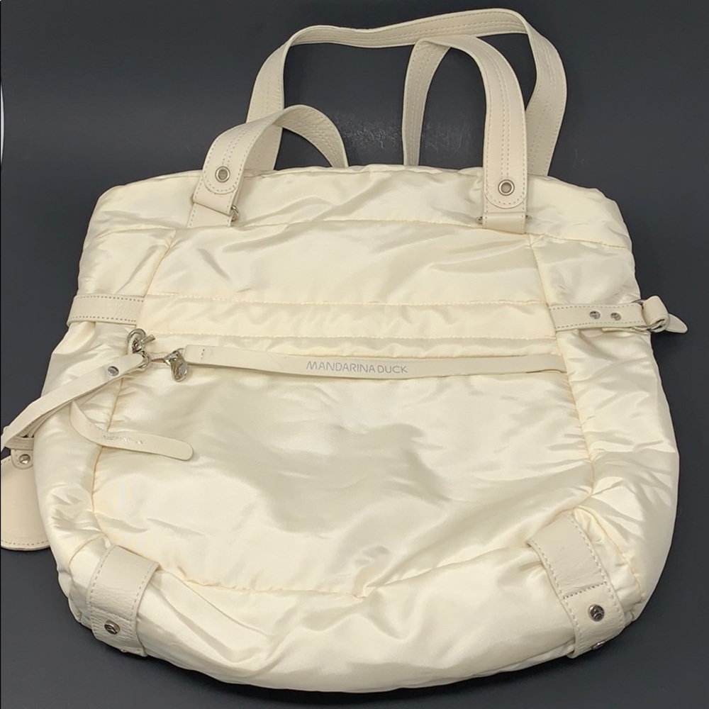Mandarina Duck Cream Nylon Shoulder Bag Light Tote